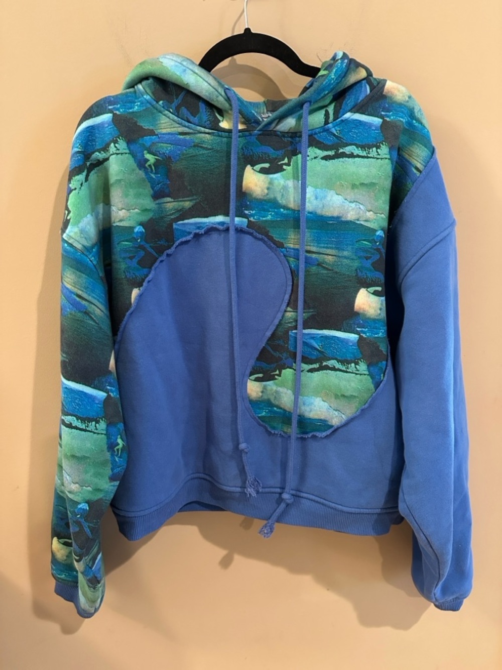 ERL Unisex Printed Swirl Fleece Hoodie Knit Size medium Green Sunset